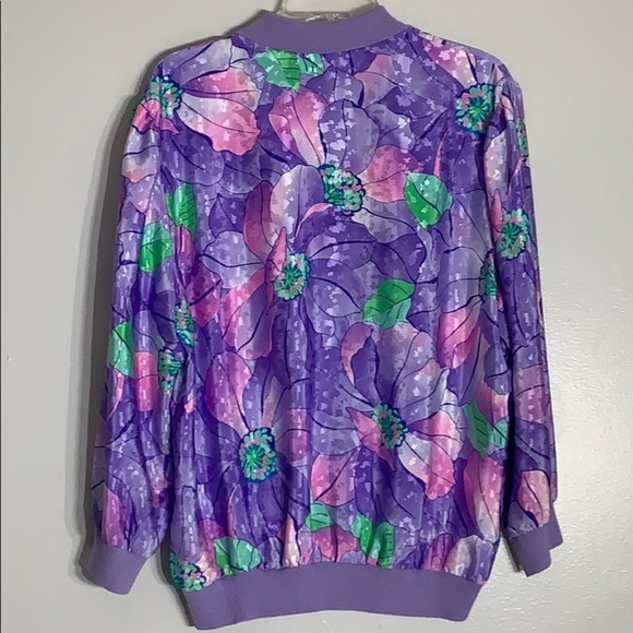 Vintage Button Floral Bomber Pullover plus 16 - Picture 2 of 6